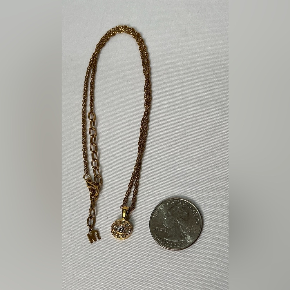 Vintage Nina Ricci Round Rhinestone Gold & Silver Pendant Necklace - Picture 7 of 7